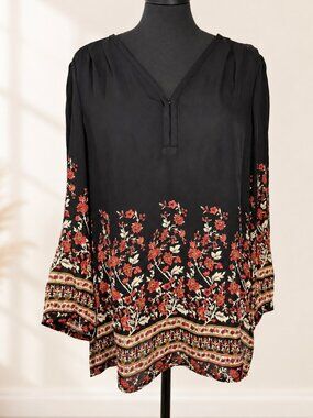 Joie Riva 100% Silk Floral Peasant Blouse M Boho Bishop Sleeve Designer Boho